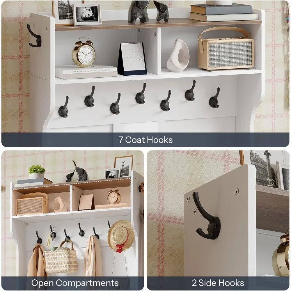 Hall Tree Sturdy Bench LED Coat Rack Shoe StorageSolutions