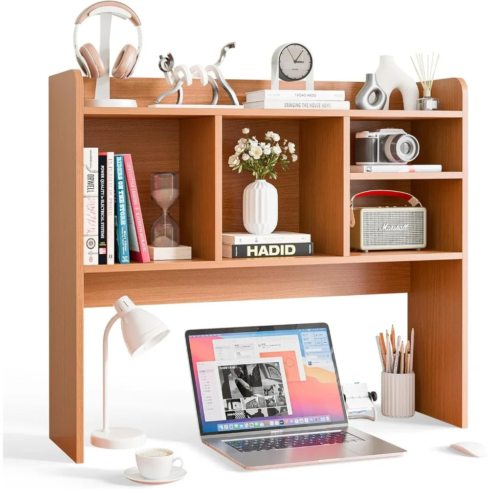 Wooden Desktop Bookshelf 3 Tier Desk Organizer Home Office