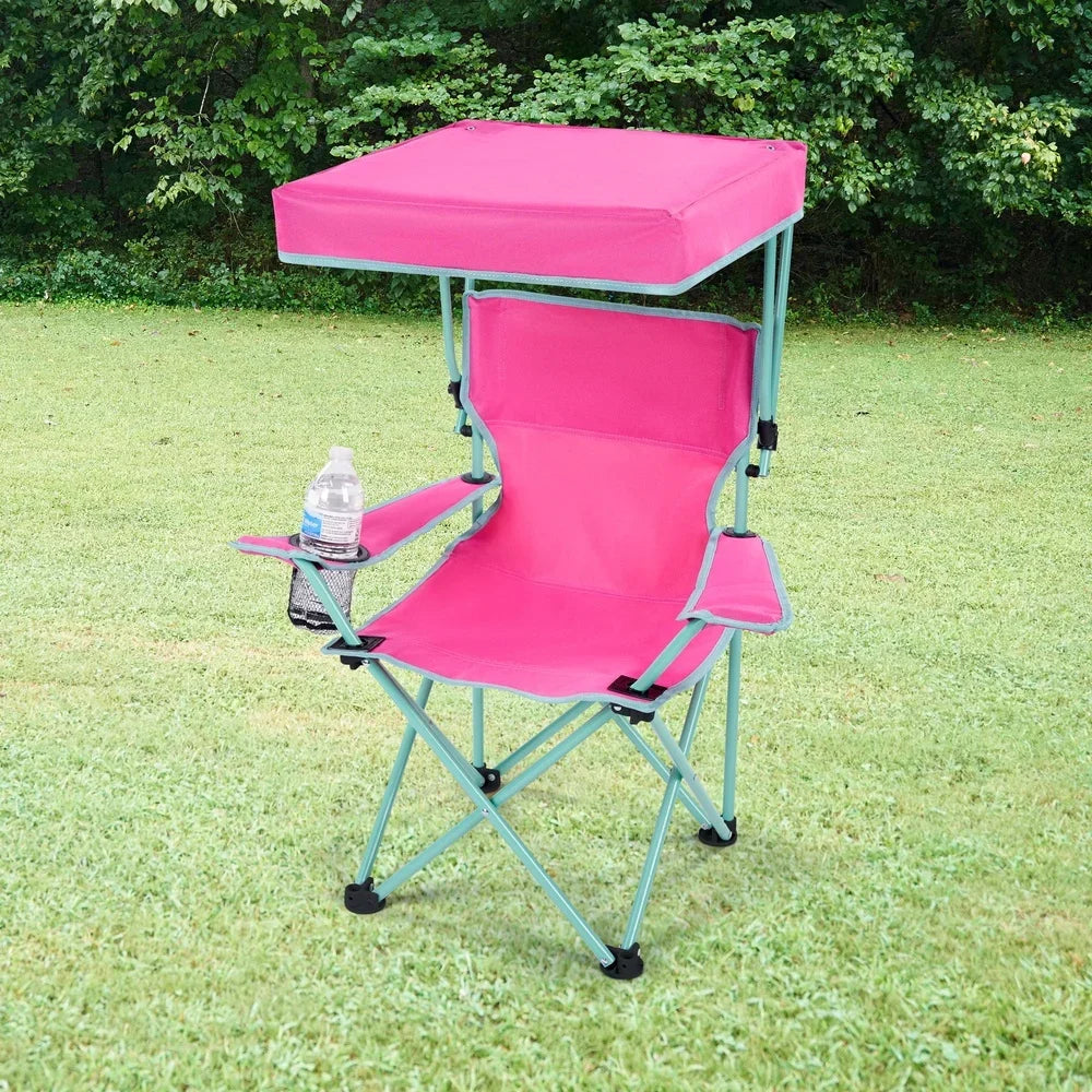 Kids Canopy Camp Chair With Sunshade And Cup Holder