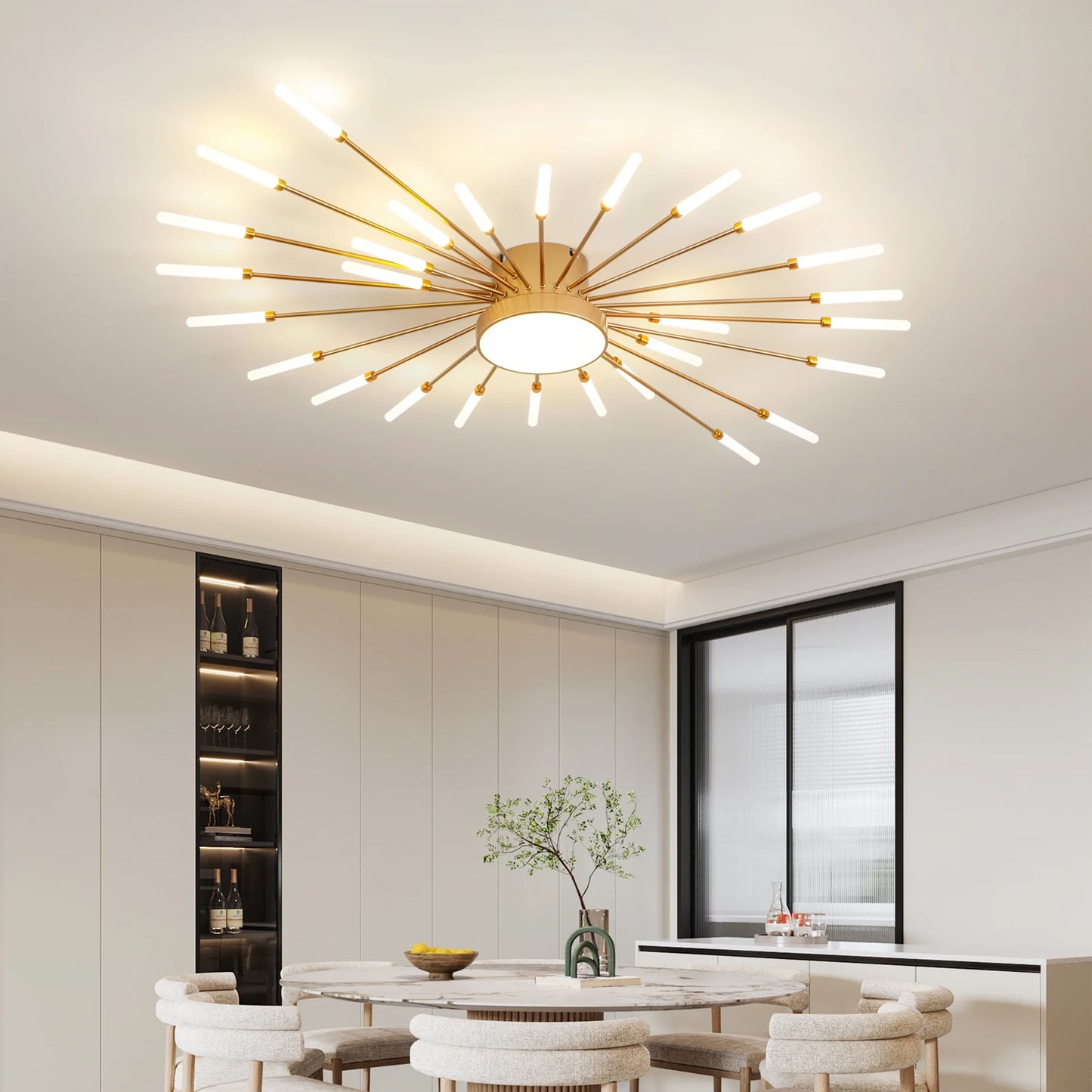 Modern LED Ceiling Light Fixture in Gold and Black for Home Decoration