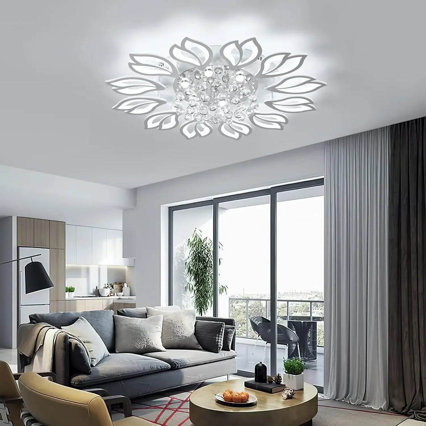 Modern Flower Chandelier LED Smart Ceiling Light With Remote