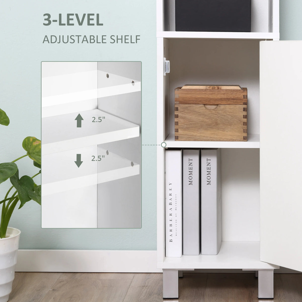 Kleankin Bathroom Storage Cabinet With Mirror And Adjustable Shelves