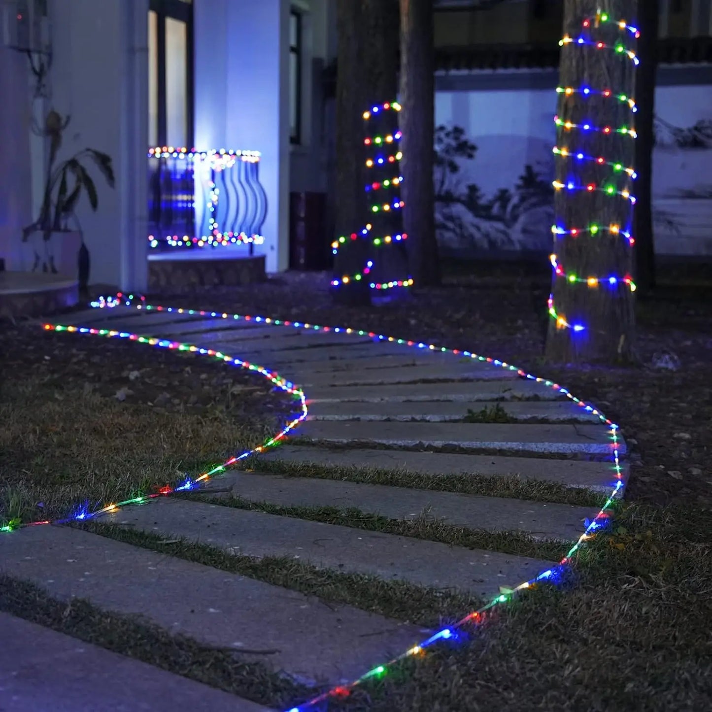 Solar Waterproof Rope Lights 107ft 300LEDs 8 Modes Outdoor Garden Christmas Lights