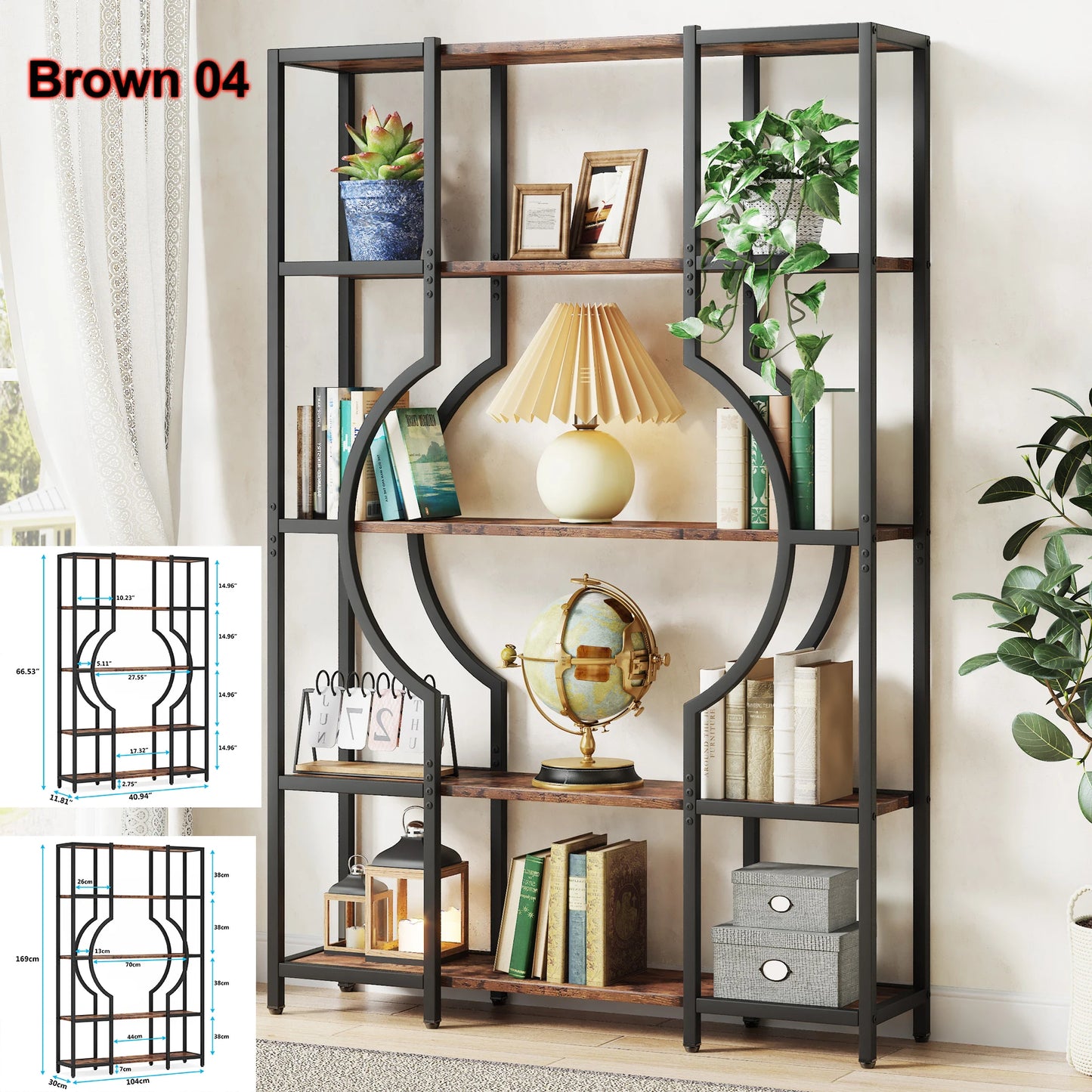 Tribesigns Industrial 5 Tier Etagere Bookcase Freestanding