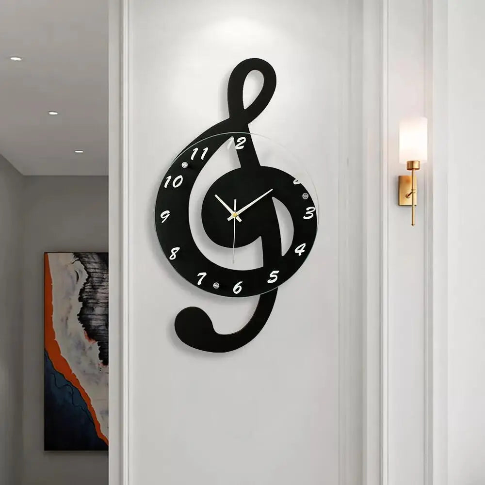 Hign Concerned Silent Sweep Musical Note Wall Clock