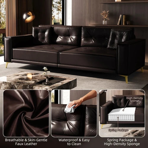 King Size Convertible Sofa Bed With Modern Tufted Design And Two Included Pillows