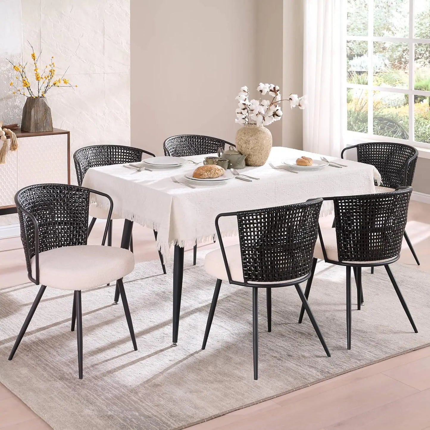 Dining Chair Set Modern Farmhouse Upholstered Wingback