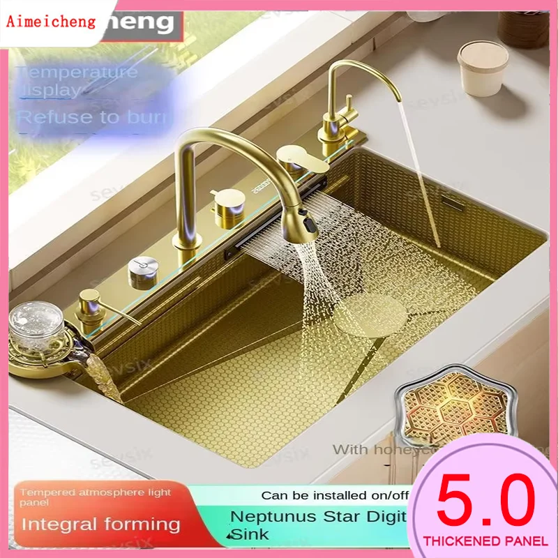 Zuixin Stainless Steel Kitchen Sink Waterfall Honeycomb