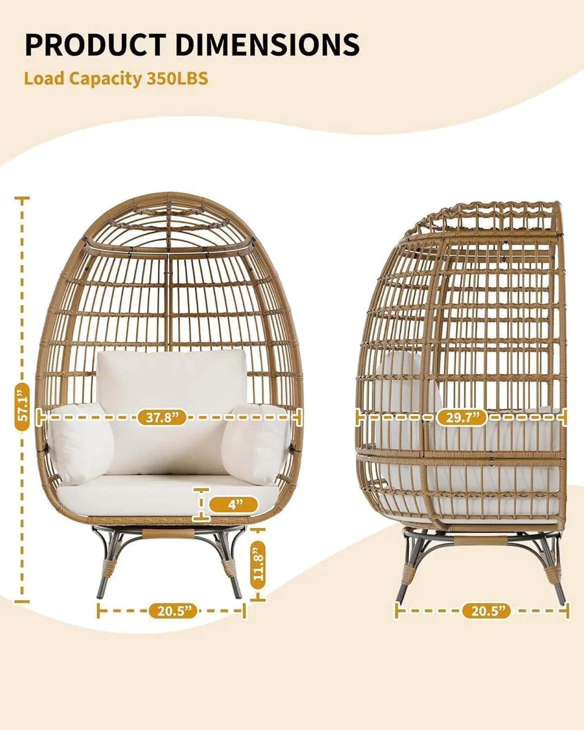 HiMISS 360 Degree Swivel Egg Chair Outdoor Lounge Furniture