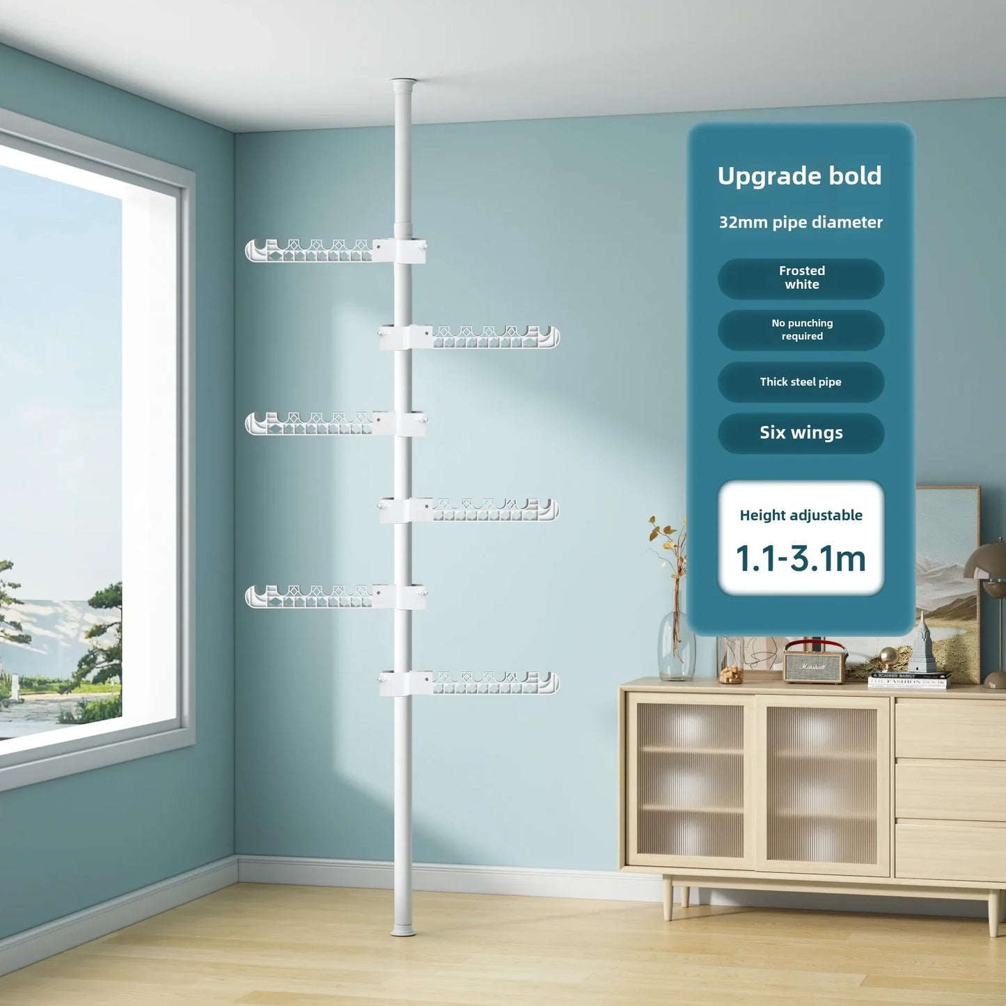 Frame Ceiling To Floor Coat Rack With Metal Support
