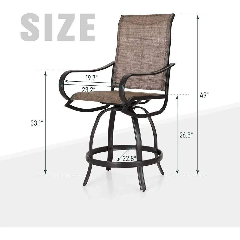 MKDK All-Weather Patio Bar Stools Set Of Two Durable
