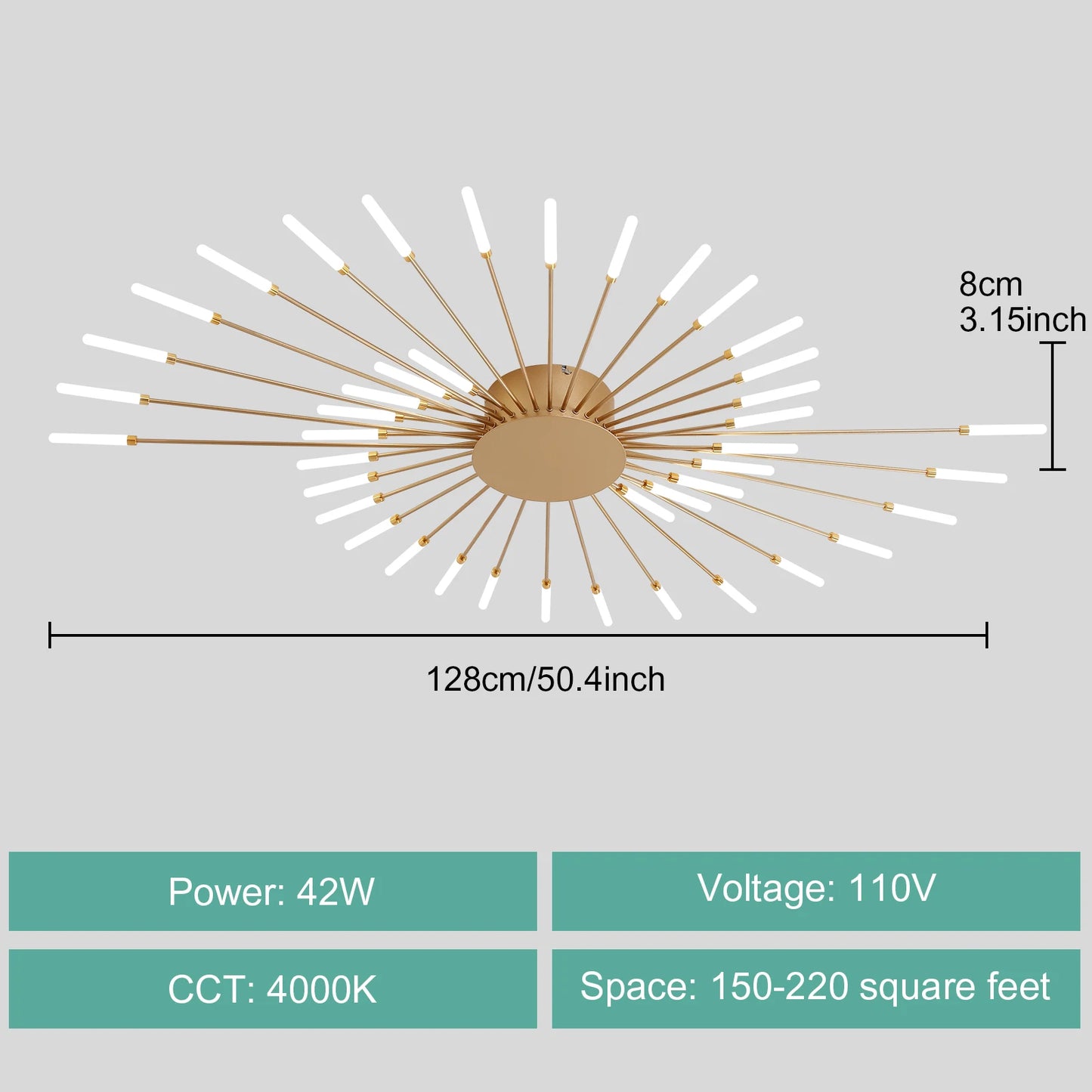 Modern LED Ceiling Light Fixture in Gold and Black for Home Decoration