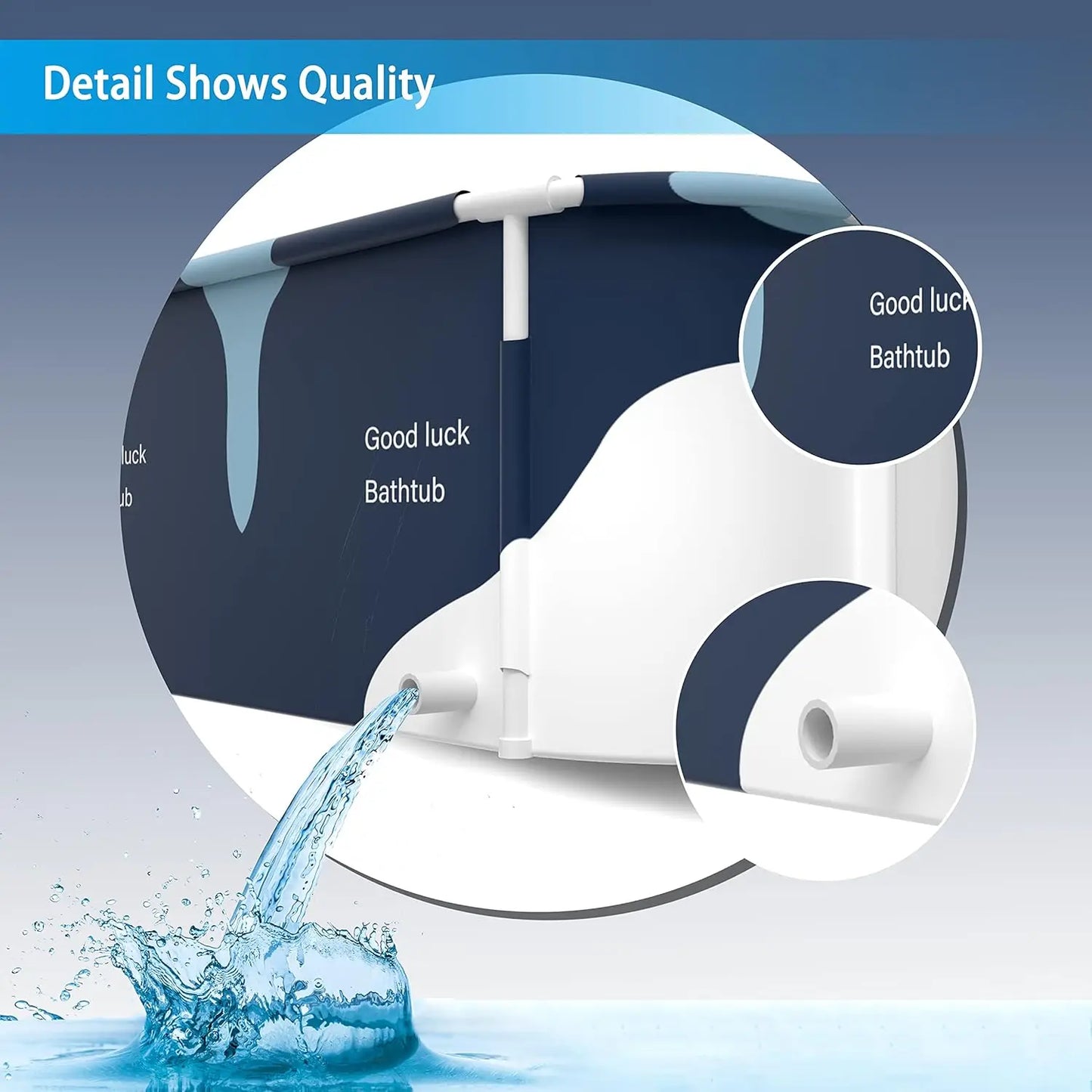 53 Inch Extra Large Portable Foldable Bathtub with Cover for Family Spa