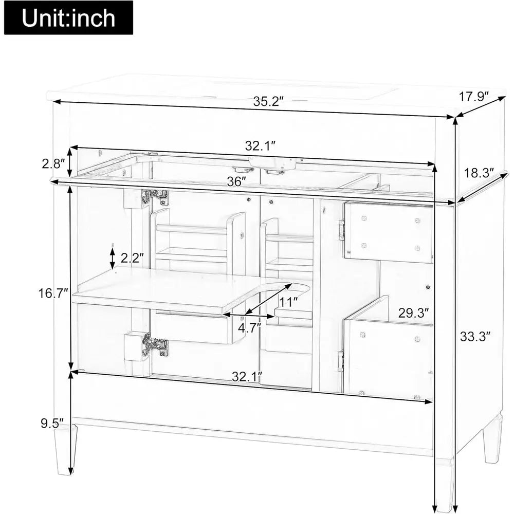 Bathroom Vanity Cabinet With Ceramic Countertop Sink