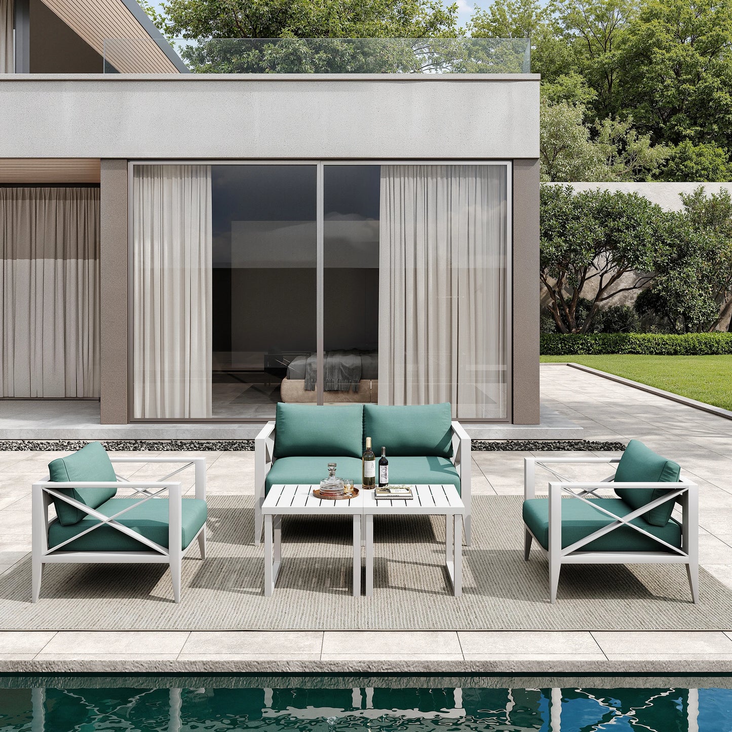 Maison Backyards Aluminum Outdoor Furniture Set Modern Patio Conversation