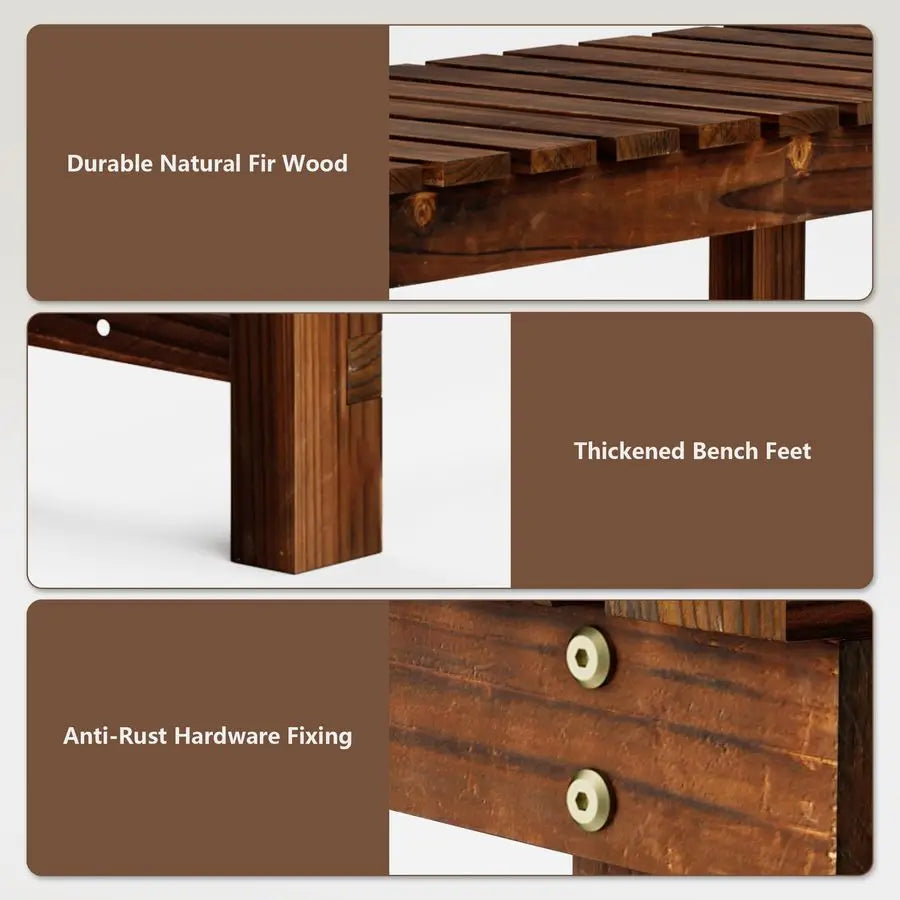 Outdoor Garden Bench Weatherproof Patio 2 Person Slat