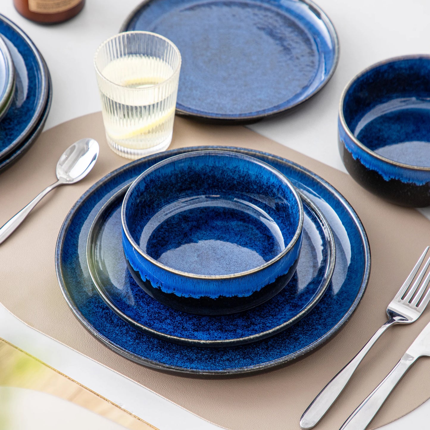 MALACASA Starry Reactive Stoneware Dinnerware Set Ceramic Plates