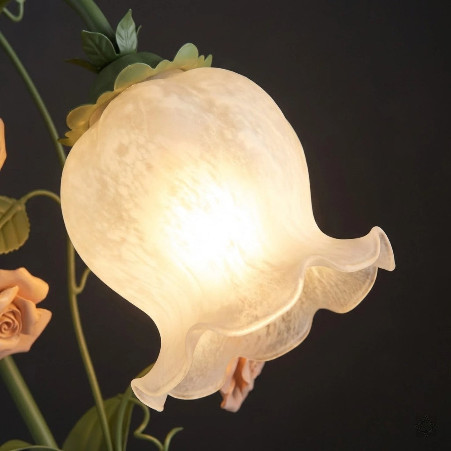 Bymaocar Ceramic Rose Desk Lamp With Glass Shade E26