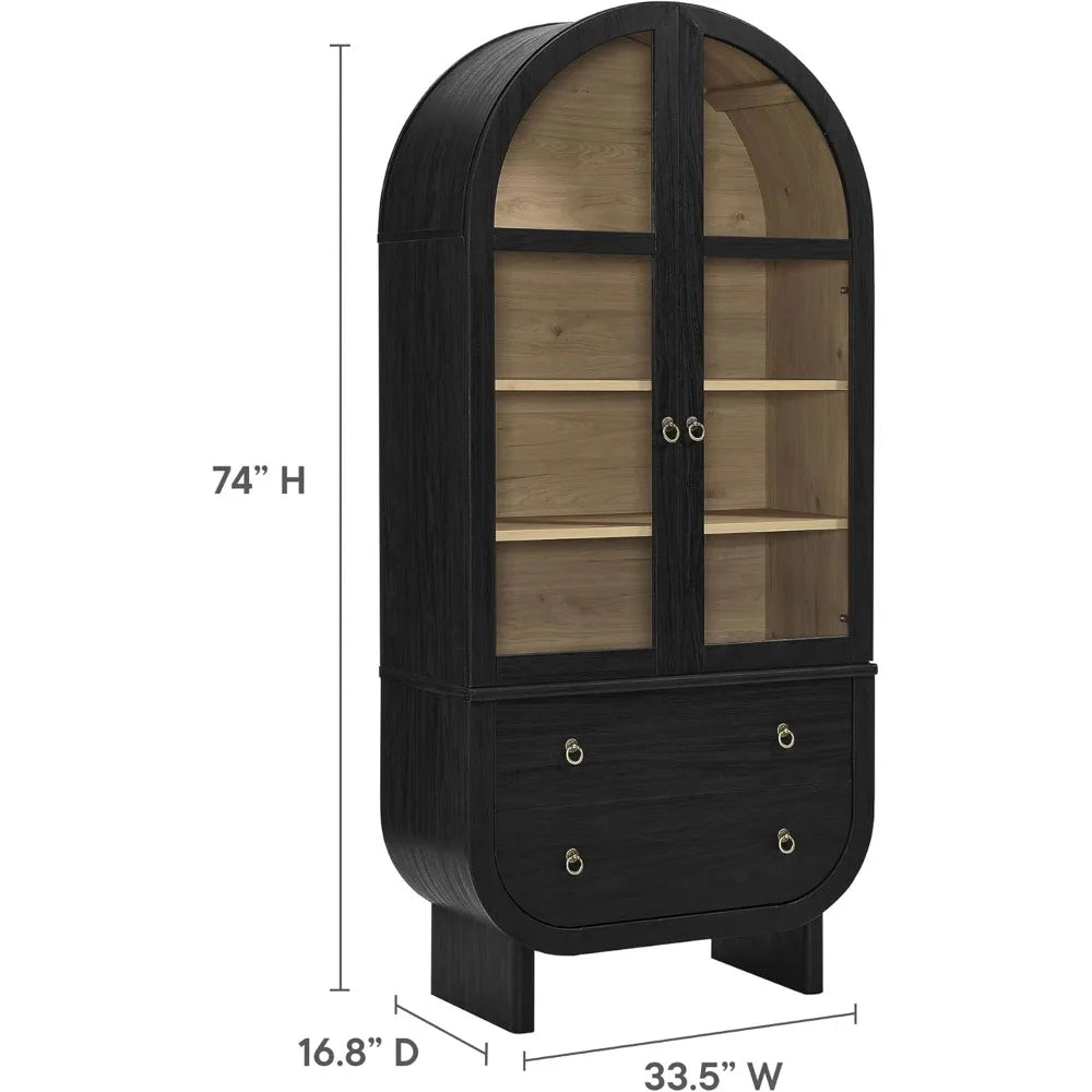Nyx Arched Display Cabinet Modern Glass Doors And Drawers