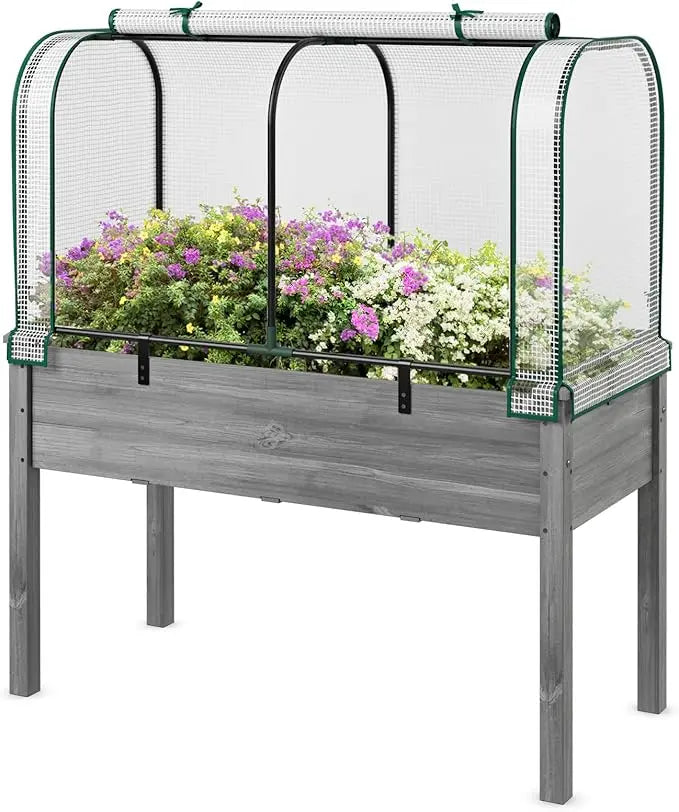 Happygrill Raised Garden Bed with Greenhouse Cover for Herbs and Vegetables