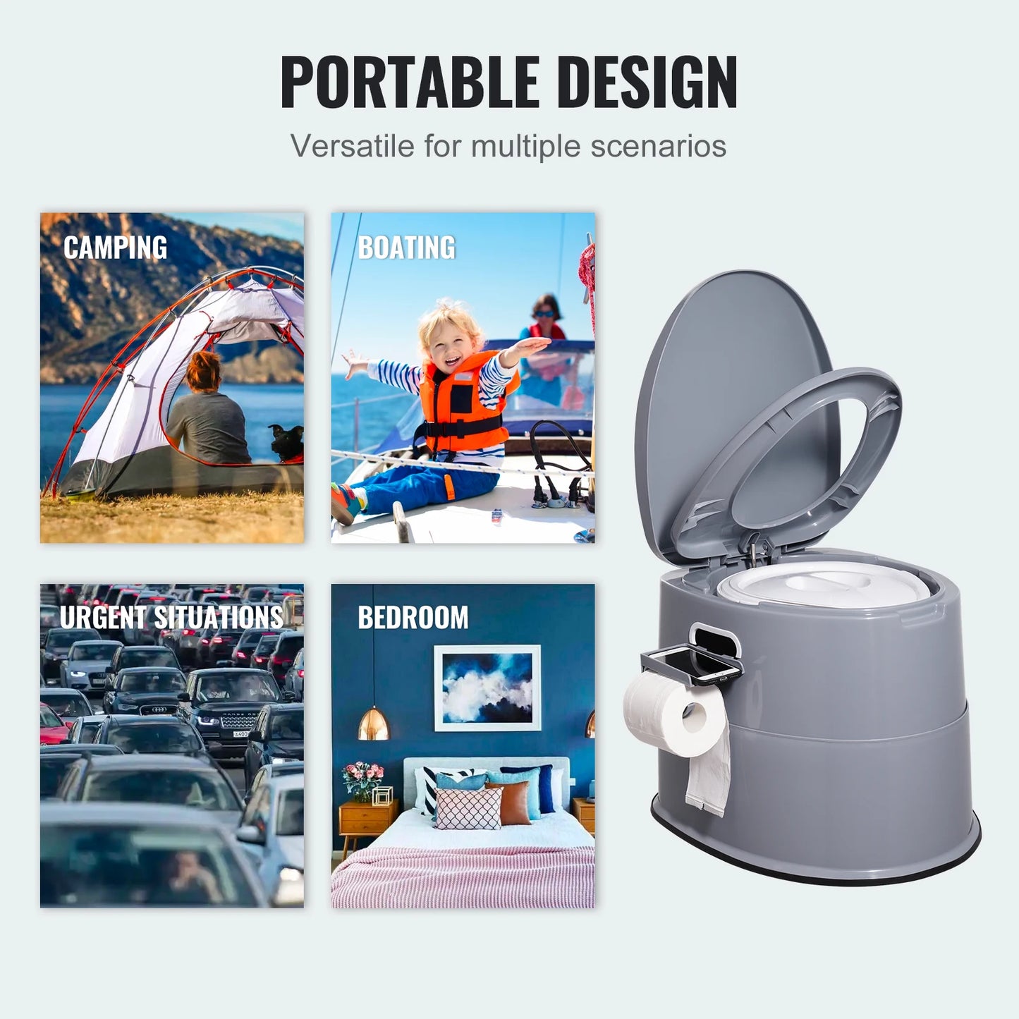 SucceBuy Portable Camping Toilet With 1.3G Detachable Inner Bucket