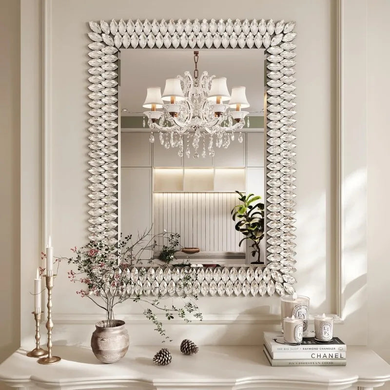 30x40 Jeweled Rectangle Bathroom Wall Mirror Luxury Decorative Vanity Mirror