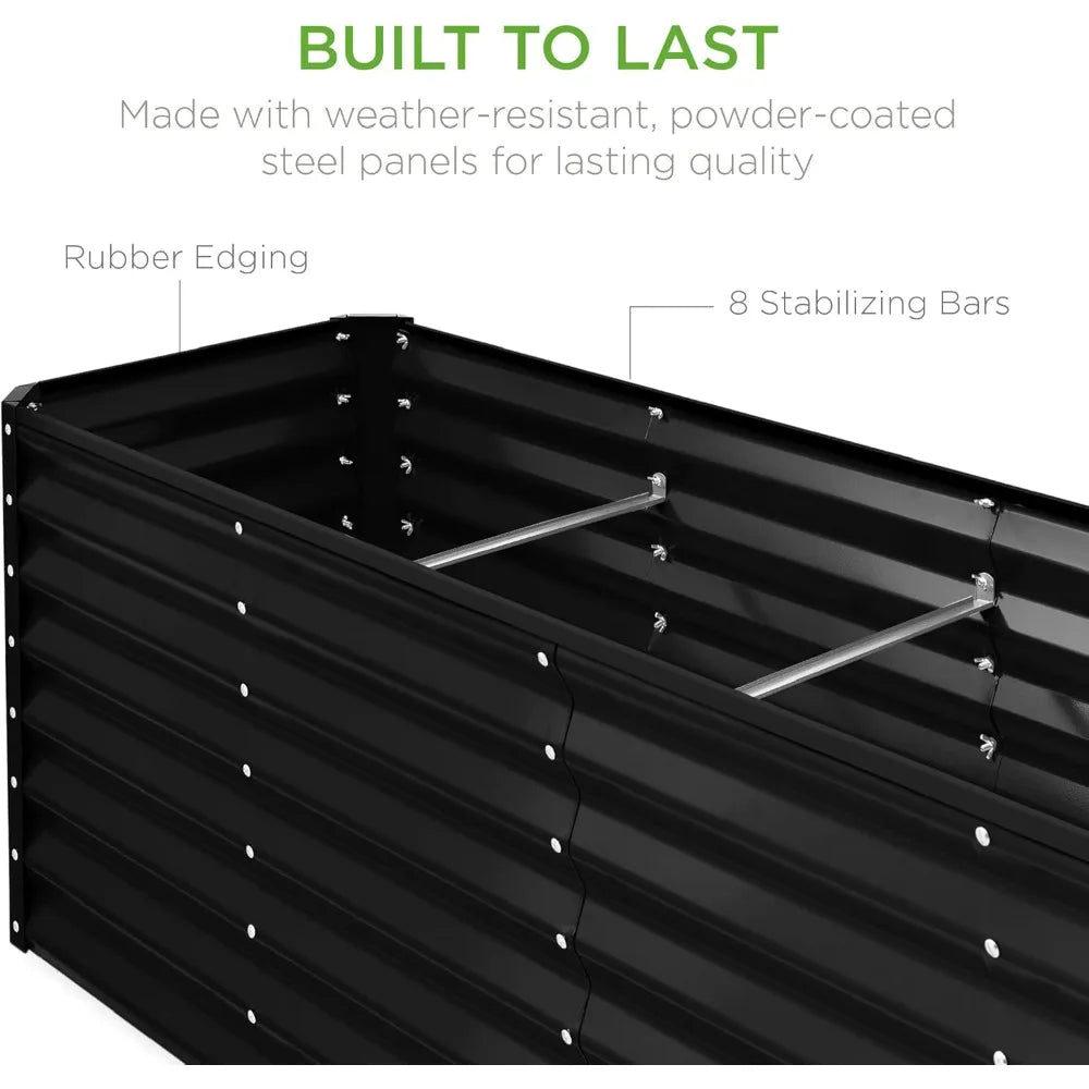 8x2x2ft Raised Metal Garden Bed Rectangular Planter Box for Herbs and Vegetables