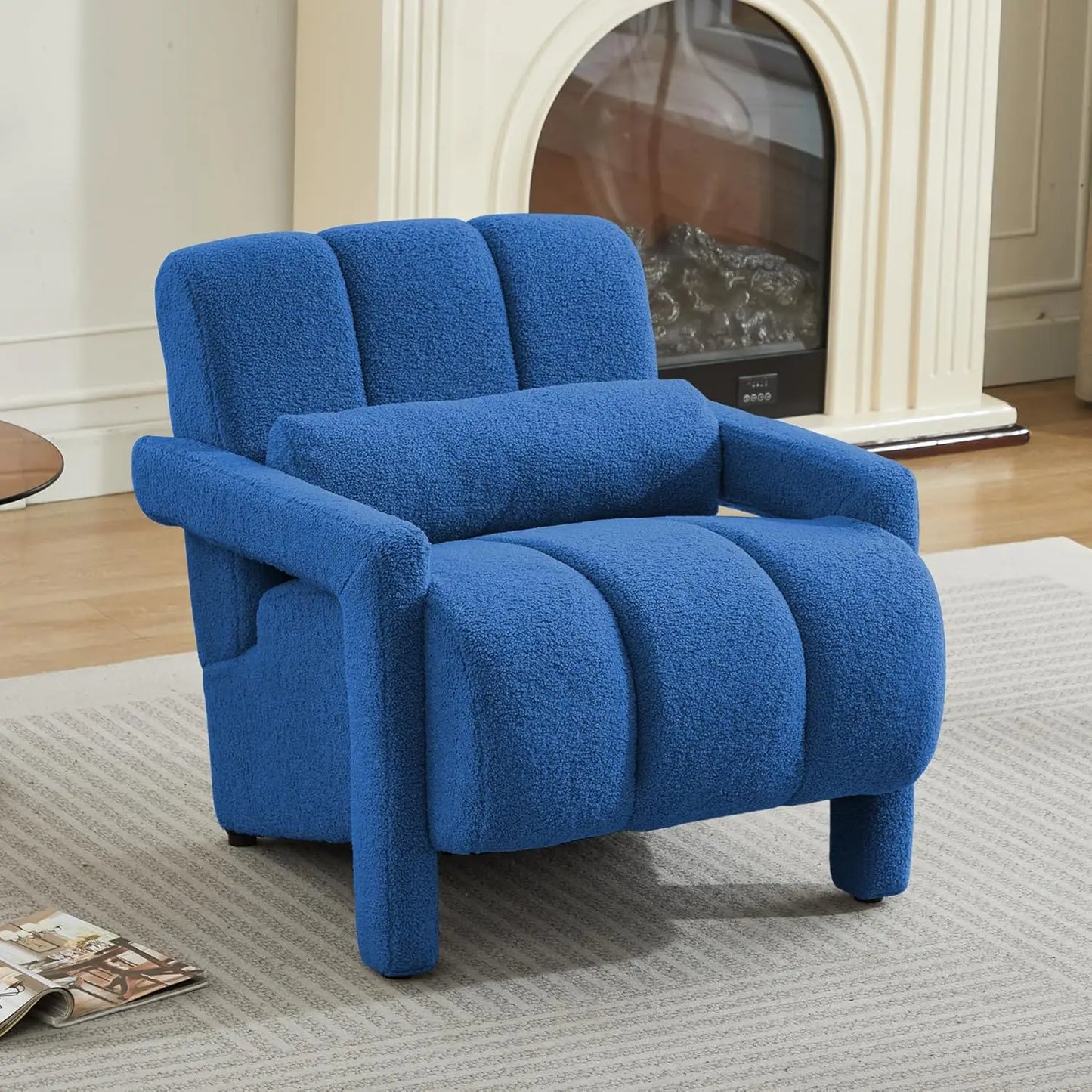 Lambswool Accent Chair Modern Upholstered Teddy Armchair