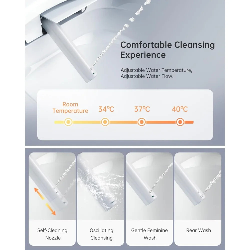 Smart Bidet Toilet with Auto Open Close Lid Heated Seat and Foot Sensor