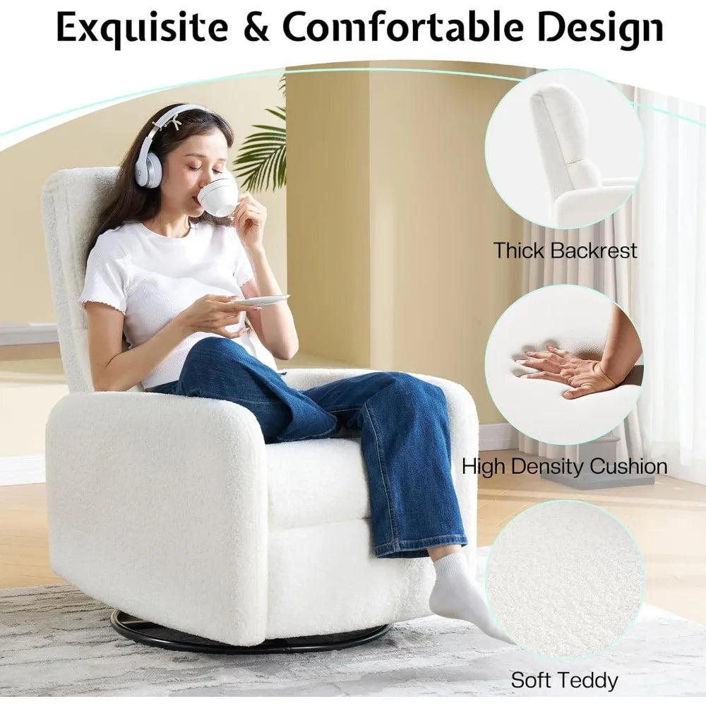 Swivel Glider Rocking Recliner Chair with Massage for Nursery and Living Room