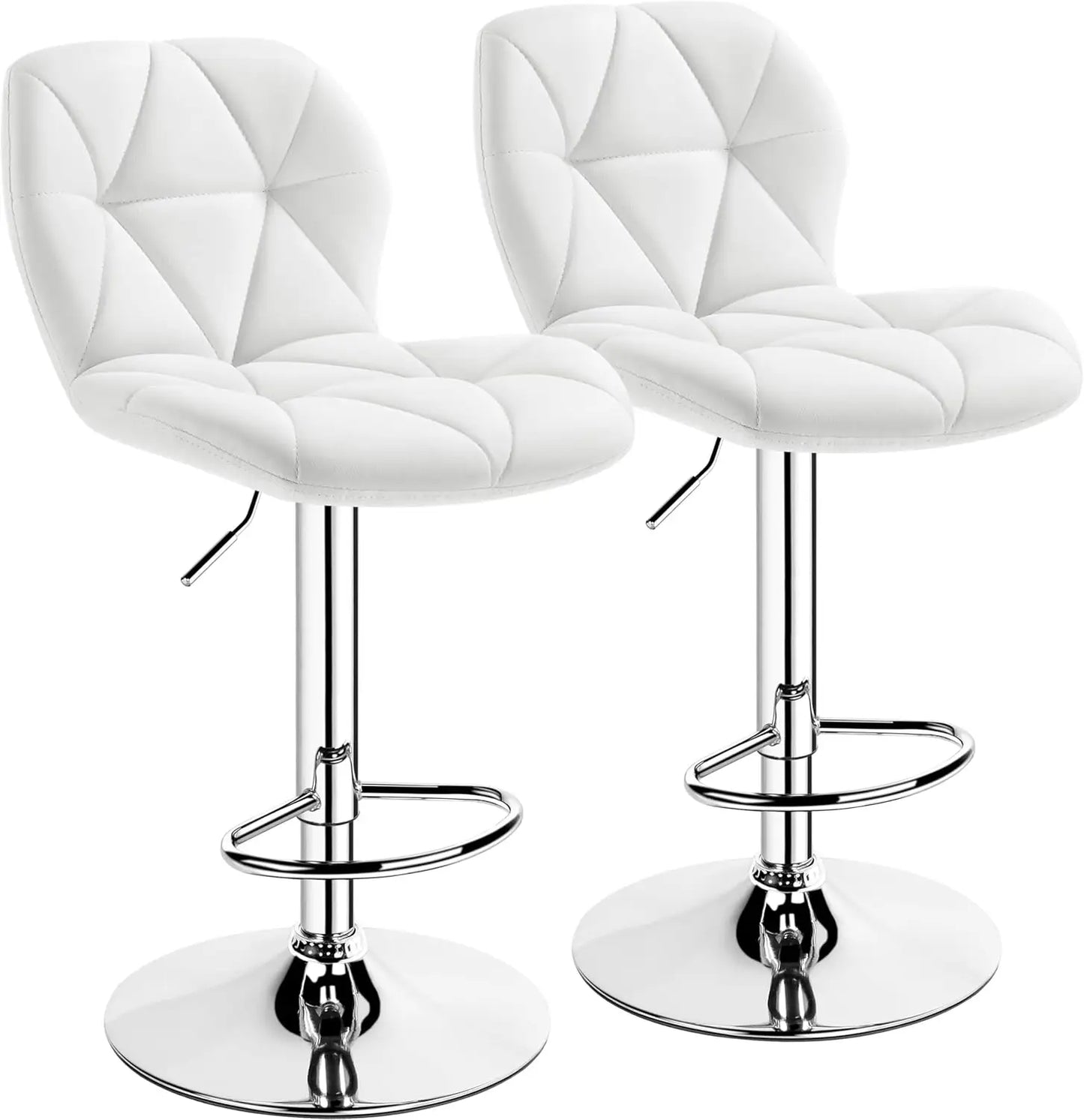 Bar Stools Set 2 Modern Adjustable PU Leather Swivel