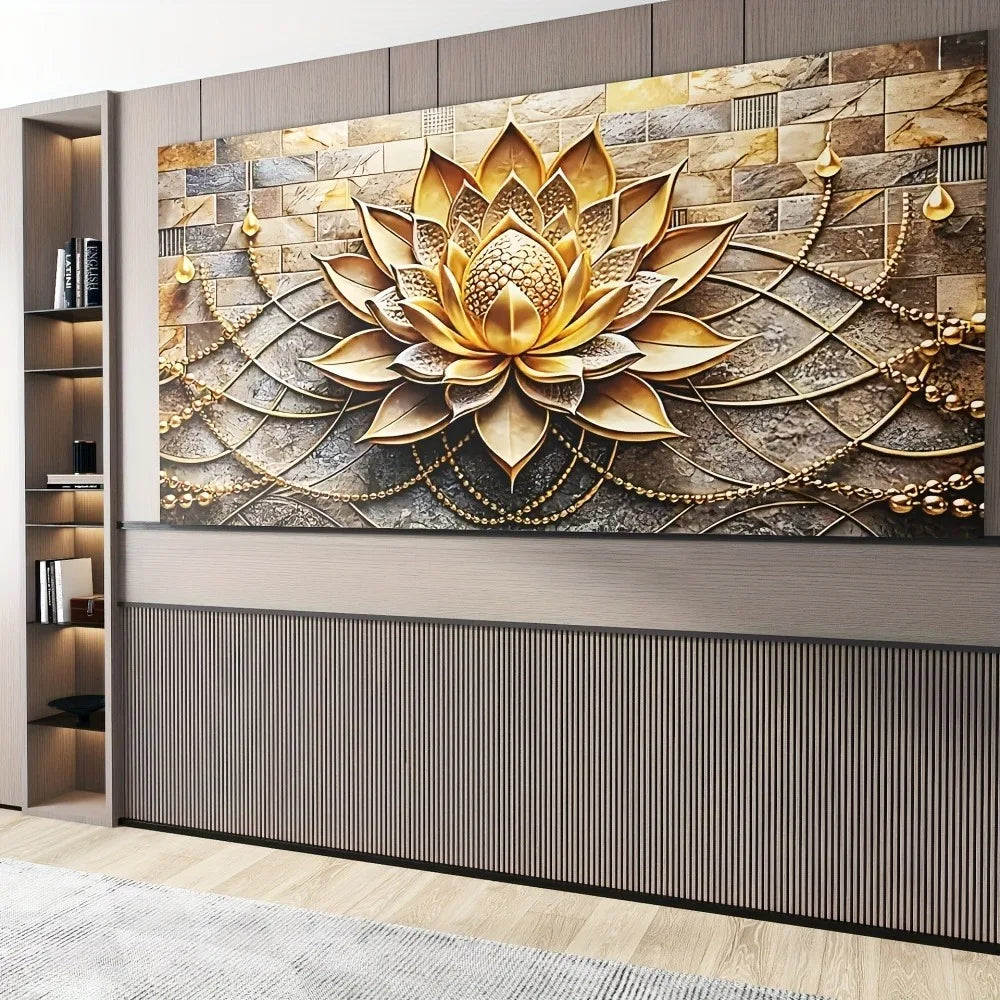 Modern Abstract Black Gold Floral Canvas Art for Elegant Interior Decor