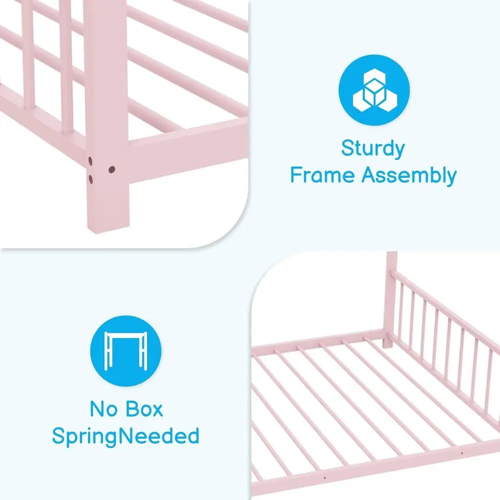 XMSJ Metal Toddler Bedstead With Slats No Box Spring