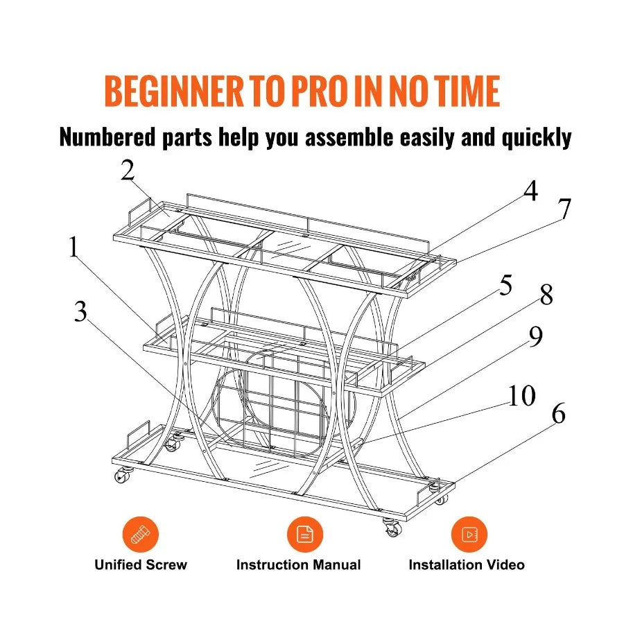 Hign-concerned Bar Cart With Wine Rack Glass Holder