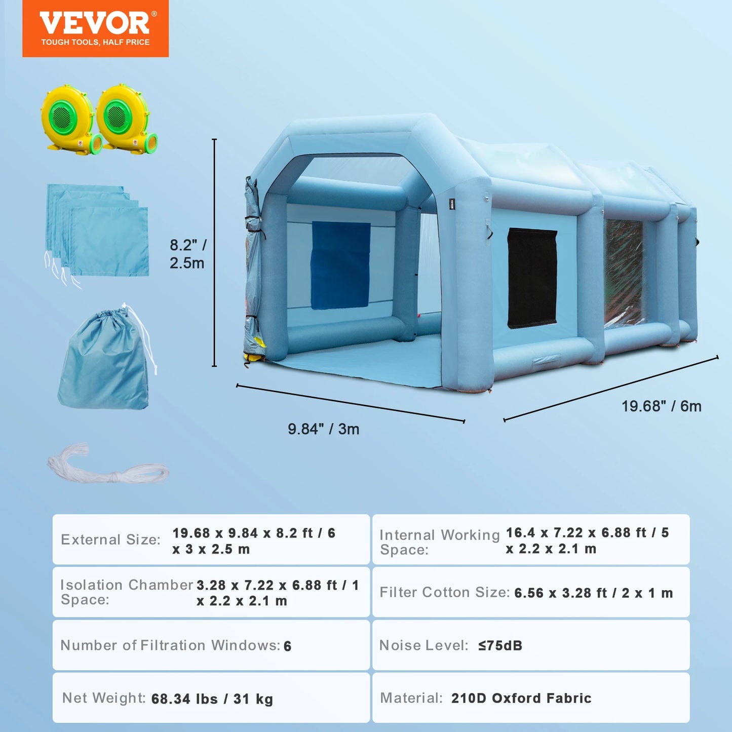 SucceBuy Portable Inflatable Paint Booth with Blowers and Air Filter System