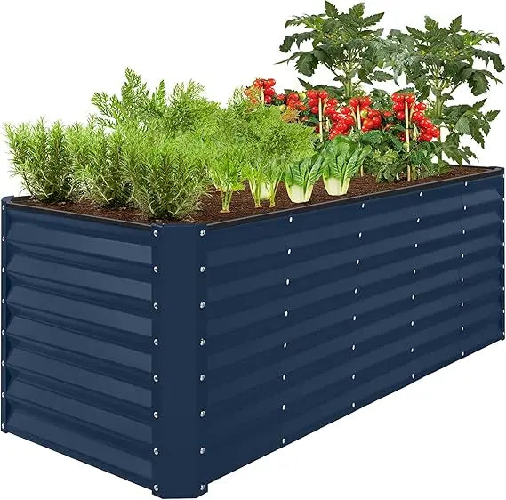 8x2x2ft Raised Metal Garden Bed Rectangular Planter Box for Herbs and Vegetables