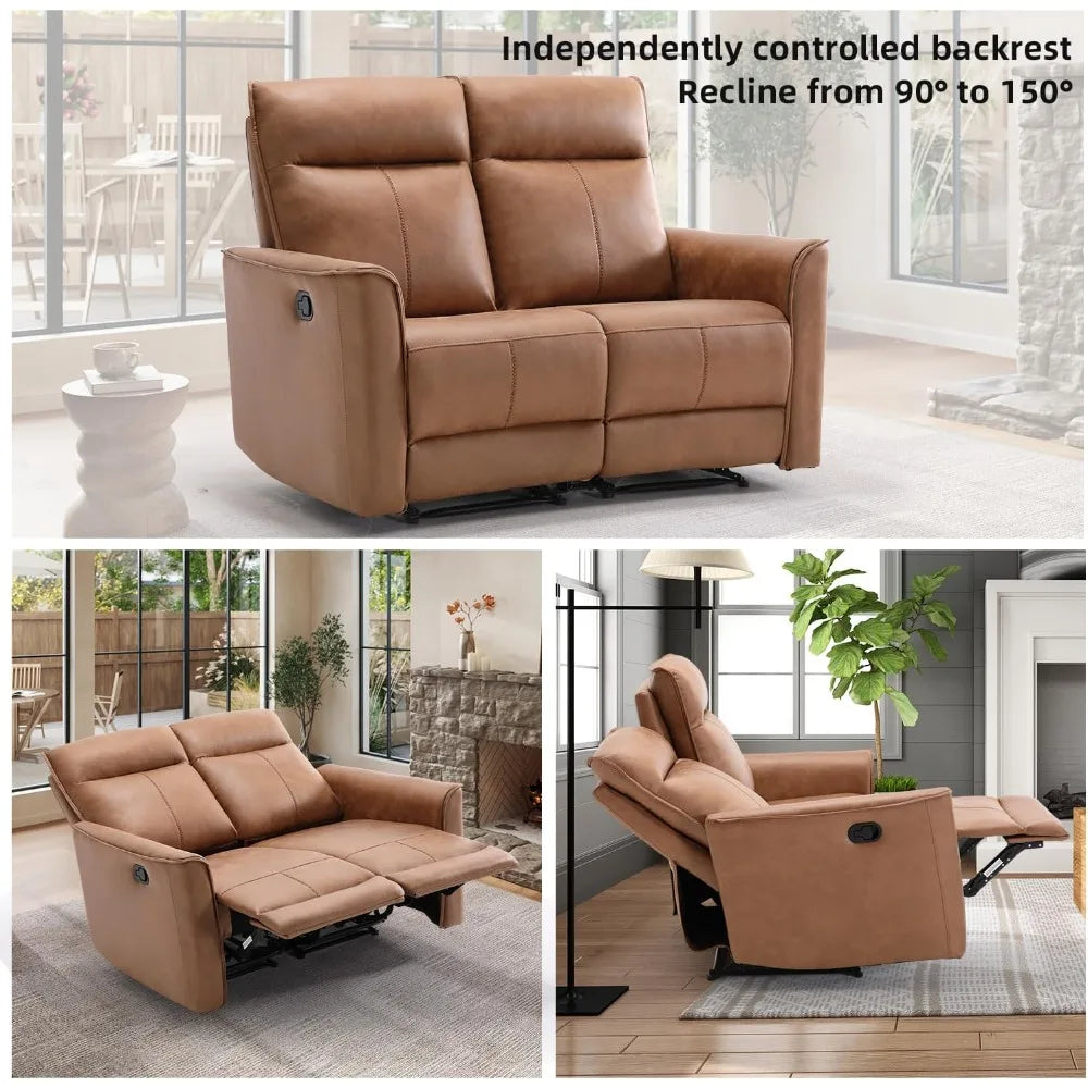 MKDK Manual Loveseat Recliner Sofa Wall Hugger Leathaire