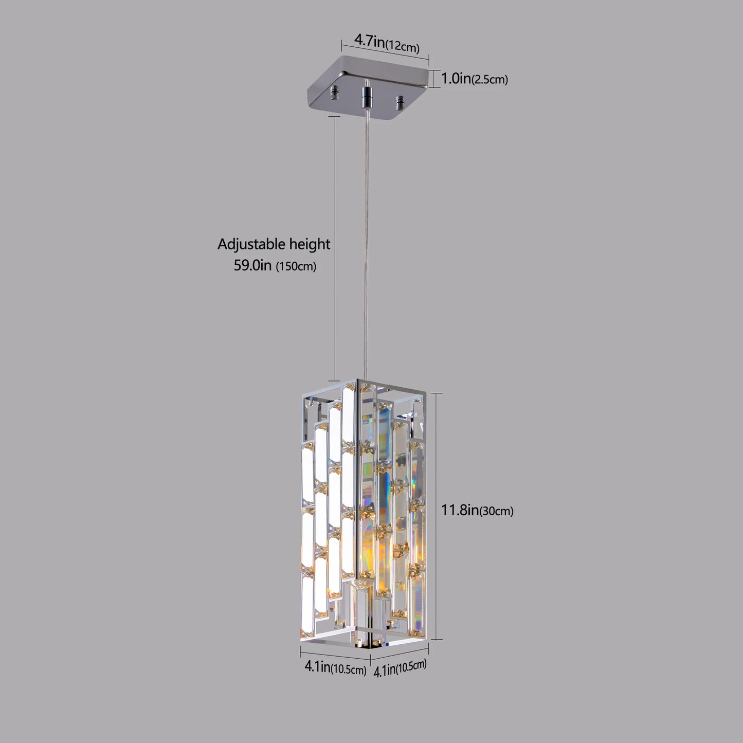 Modern Crystal Pendant Light 3 Pack Adjustable Ceiling Lamp Chrome Finish
