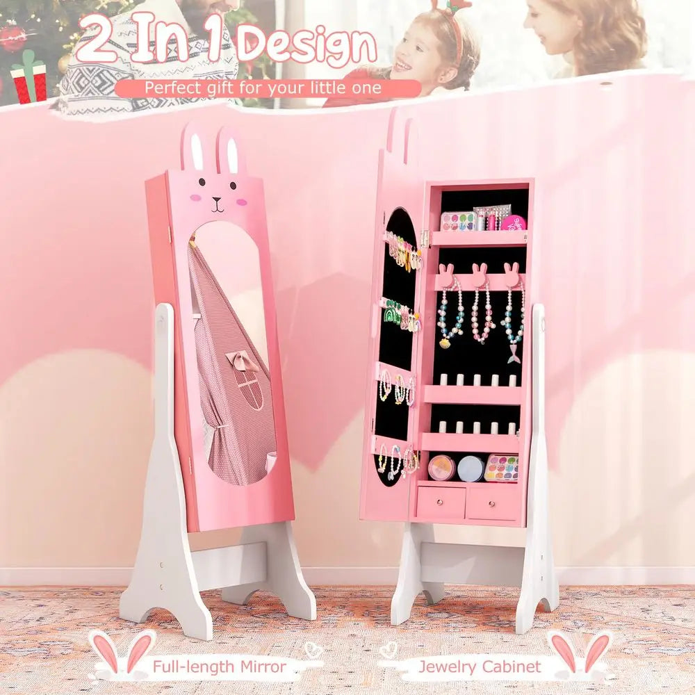 Kids Jewelry Armoire Cabinet With Full Length Mirror Storage
