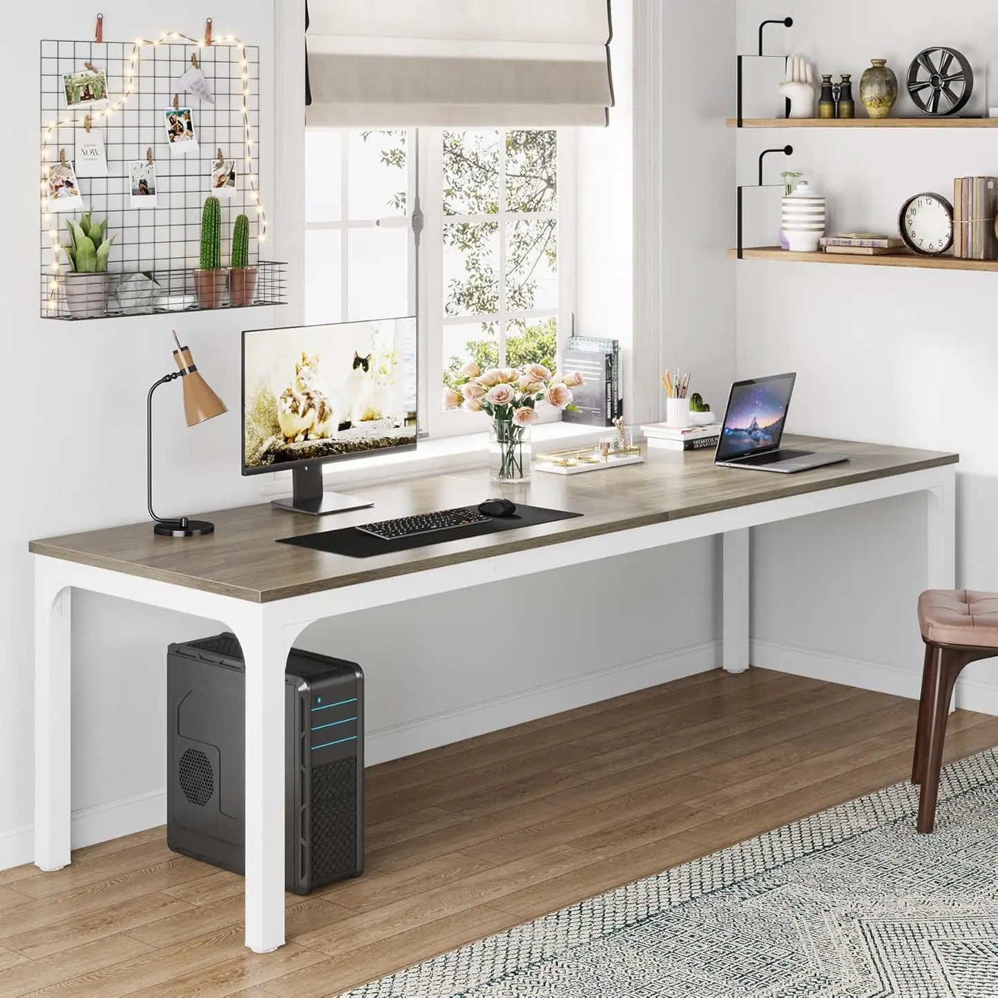 Little Tree Two Person Desk for Home Office Workspace