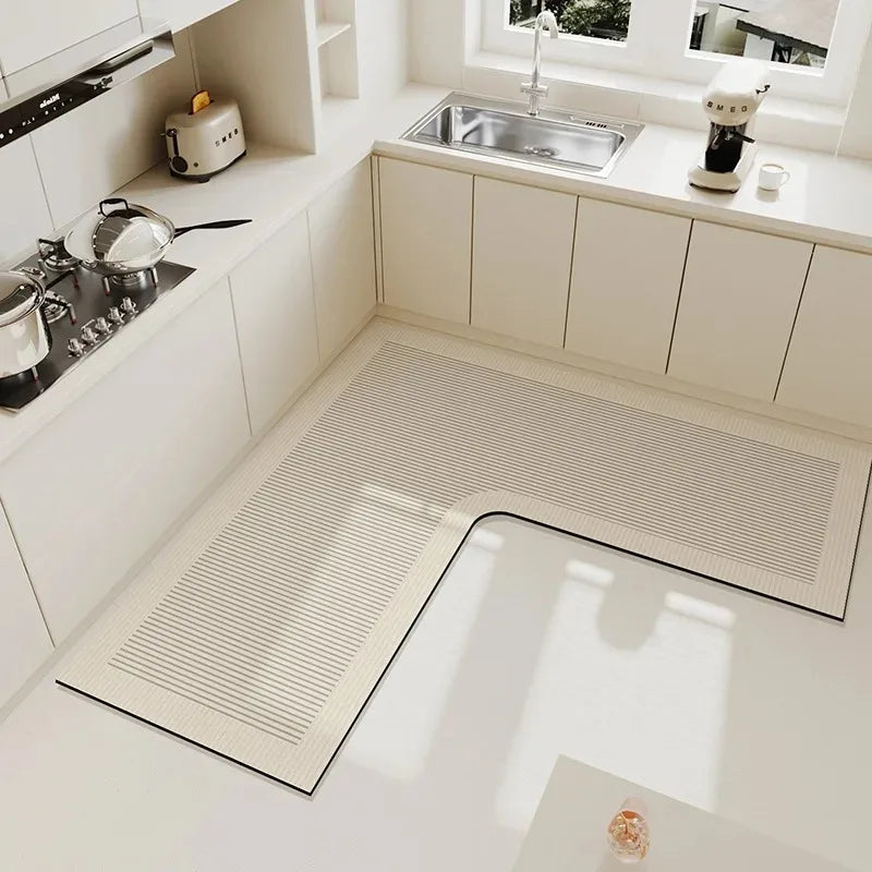 Luxurious L Shaped PVC Kitchen Carpet Non Slip Mat