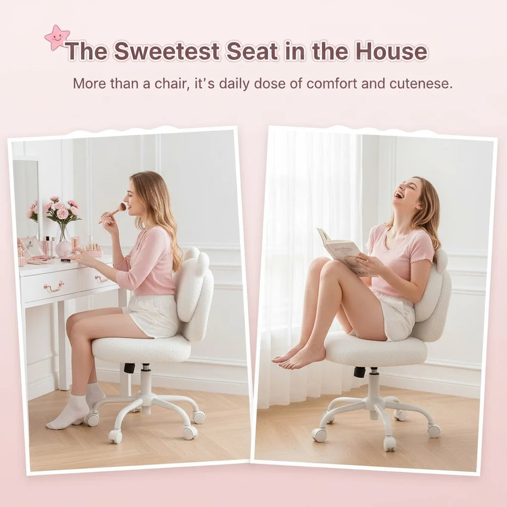 K Kyspho Faux Fur Bear Backrest Office Chair