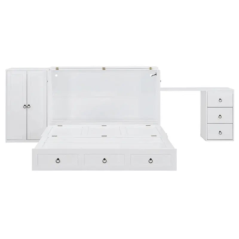 Versatile White Cabinet Bed With Usb Port And Large Drawer