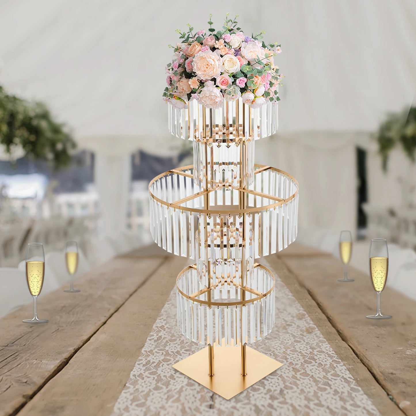 Hign Concerned 5 Tier Wedding Centerpieces Acrylic Stand