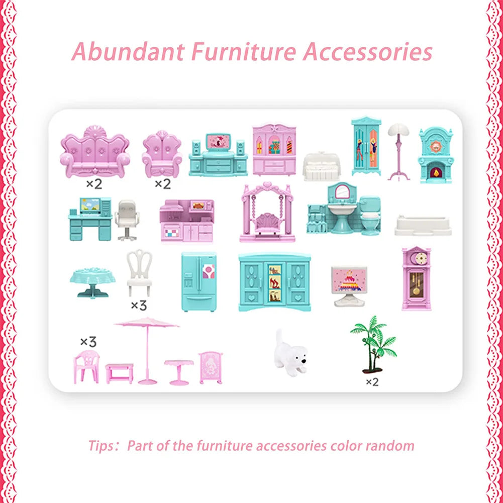 Pretend-Play Dollhouse Kit With Four Dolls And Accessories
