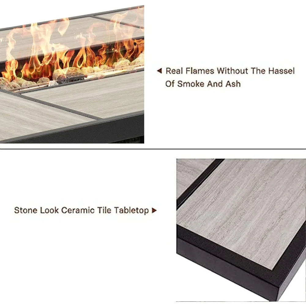 Outdoor Propane Fire Pit Table With Cover 60000 BTU