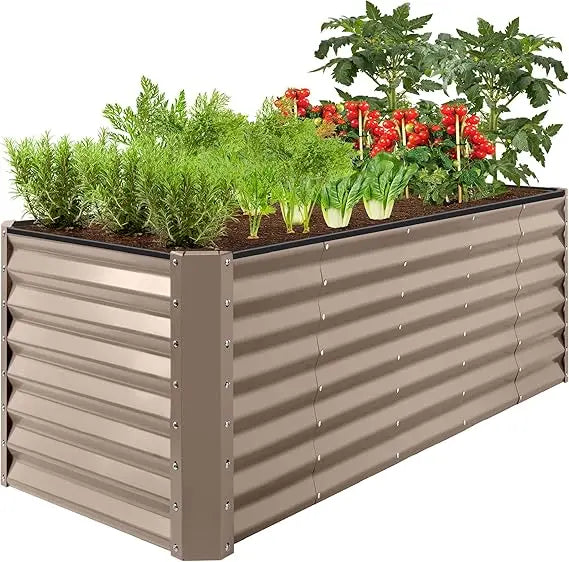 8x2x2ft Raised Metal Garden Bed Rectangular Planter Box for Herbs and Vegetables