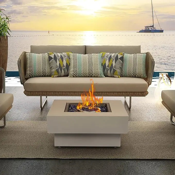 Outdoor Gas Fire Pit Table 50,000-BTU With Lid Hose