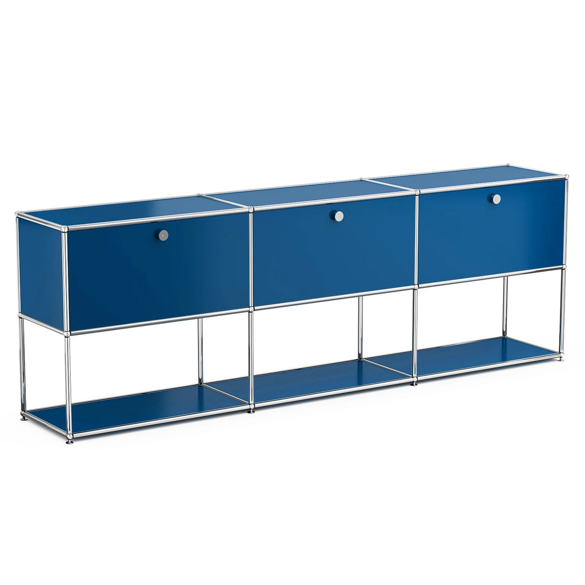 Modern Modular Sideboard Storage Cabinet Chrome Metal Frame Unit
