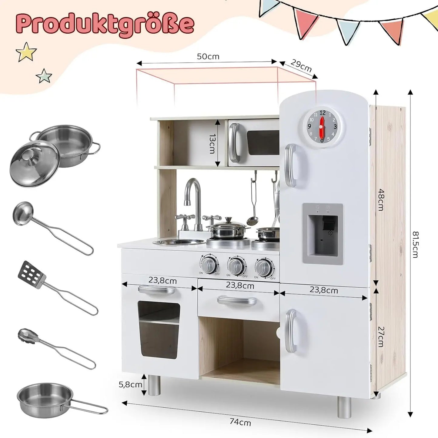 AuAgHign-concerned Wooden Kids Kitchen Set With Light and Sound